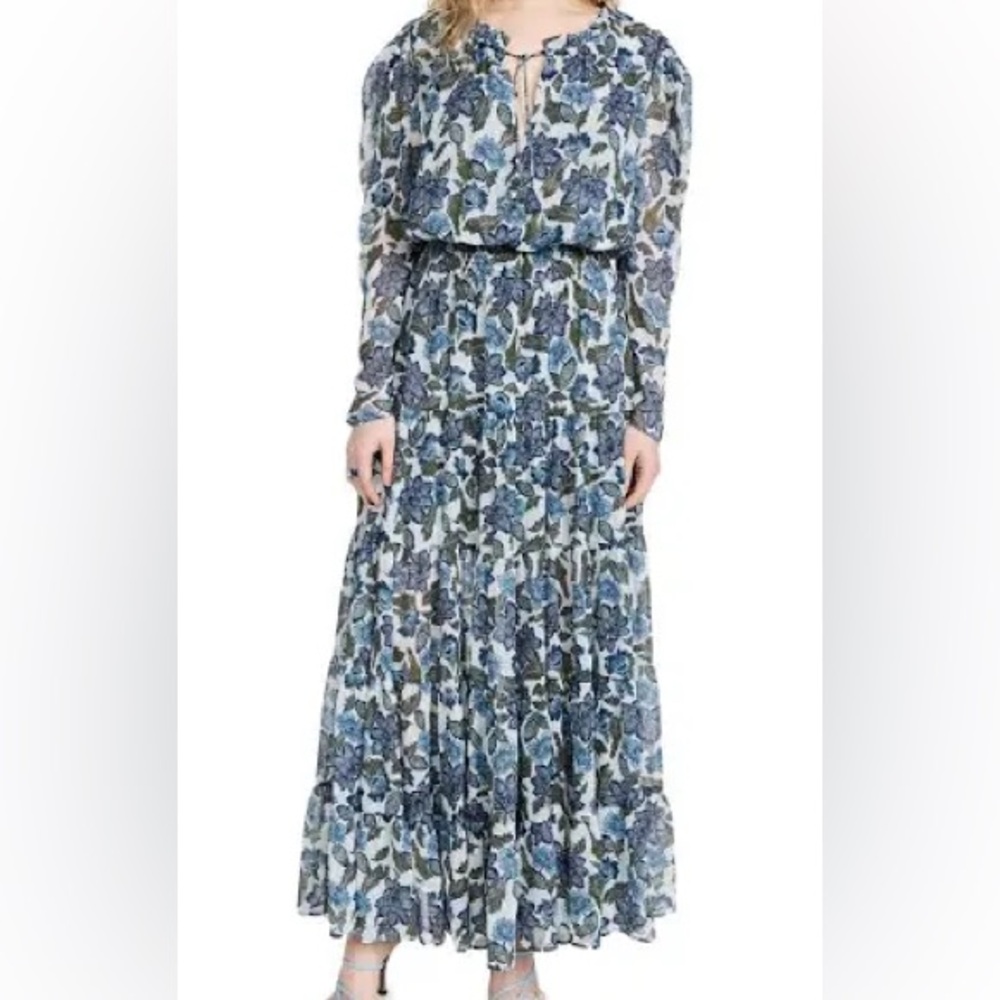 MISA Los Angeles Vida Blue Flora Azulia Full Length Dress Size XL